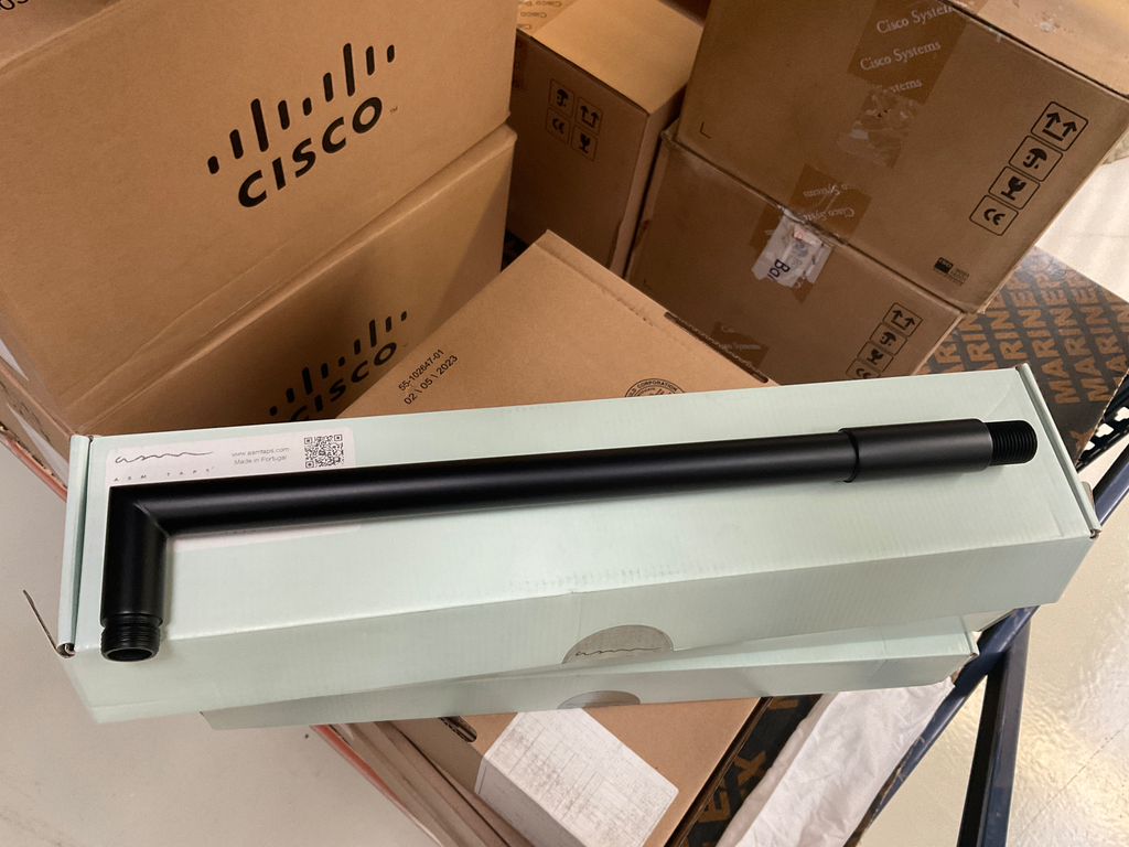 BRAÇO CHUVEIRO PAREDE ASMTAPS 22*400MM CILÍNDRICO PRETO AC010PR